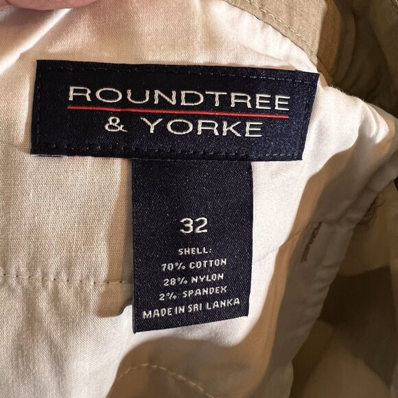 Roundtree & Yorke Classic Fit Shorts Men's 32 Flat Front Chino Beige Ripstop NWT - Picture 7 of 7